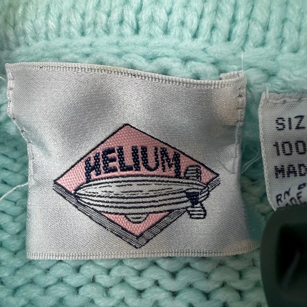 Helium Vintage Knit Sweater S Mint Green Pastel Coquette‎ Grandmacore Soft Girl